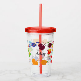 可愛い抽象芸術絵を描（ばちゃばちゃ）跳ねる名 アクリルタンブラー