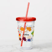 可愛い抽象芸術絵を描（ばちゃばちゃ）跳ねる名 アクリルタンブラー (裏面)