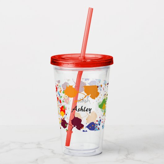 可愛い抽象芸術絵を描（ばちゃばちゃ）跳ねる名 アクリルタンブラー (裏面)