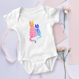 可愛い抽象芸術色のストライプのグラデーションモダン ベビーボディスーツ