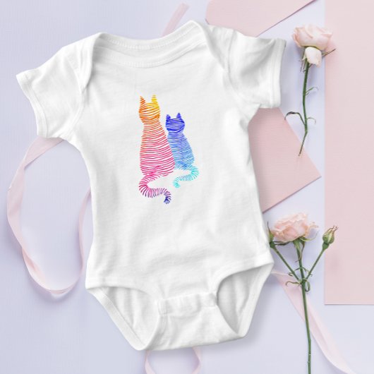 可愛い抽象芸術色のストライプのグラデーションモダン ベビーボディスーツ