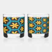 可愛い抽象芸術花柄 ウイスキーグラス (正面)