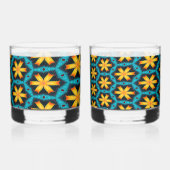 可愛い抽象芸術花柄 ウイスキーグラス (裏面)