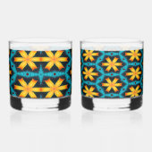 可愛い抽象芸術花柄 ウイスキーグラス (右)