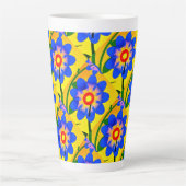 可愛い抽象芸術花柄 カフェラテマグ (正面)