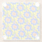 可愛い抽象芸術花柄 ガラスコースター (裏面)