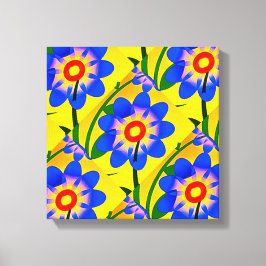 可愛い抽象芸術花柄 キャンバスプリント
