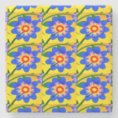 可愛い抽象芸術花柄 ストーンコースター (正面)