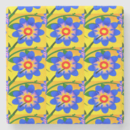 可愛い抽象芸術花柄 ストーンコースター