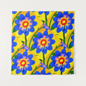 可愛い抽象芸術花柄 タペストリー (正面)