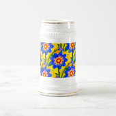 可愛い抽象芸術花柄 ビールジョッキ (中央)