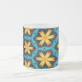 可愛い抽象芸術花柄 フロストグラスマグカップ (正面右)