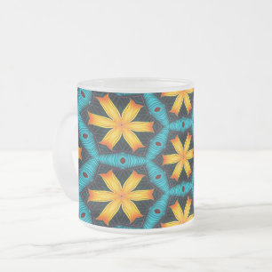 可愛い抽象芸術花柄 フロストグラスマグカップ