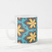 可愛い抽象芸術花柄 フロストグラスマグカップ (左)