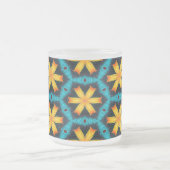 可愛い抽象芸術花柄 フロストグラスマグカップ (中央)