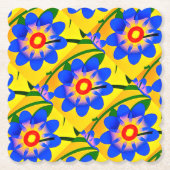 可愛い抽象芸術花柄 ペーパーコースター (正面)