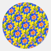 可愛い抽象芸術花柄 ラウンドシール (正面)