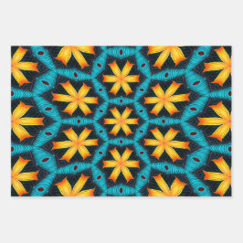 可愛い抽象芸術花柄 ラッピングペーパーシート