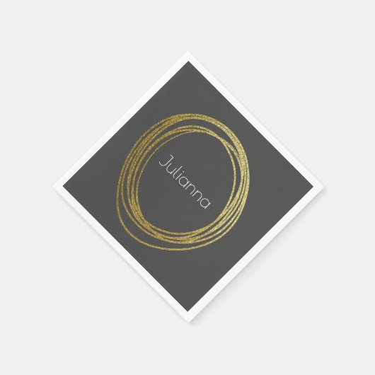 可愛い抽象芸術金ゴールドパーソナライズされたグリッター スタンダードカクテルナプキン (角)