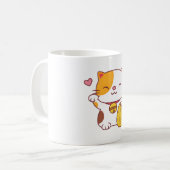 可愛い招日本のき猫 コーヒーマグカップ (正面左)