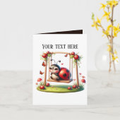 可愛い揺れカートladybug追加メッセージ カード (黄色い花)