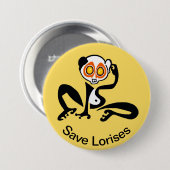 可愛い救LORISES – 絶滅危惧動物グラフィック – 缶バッジ (正面&裏面)