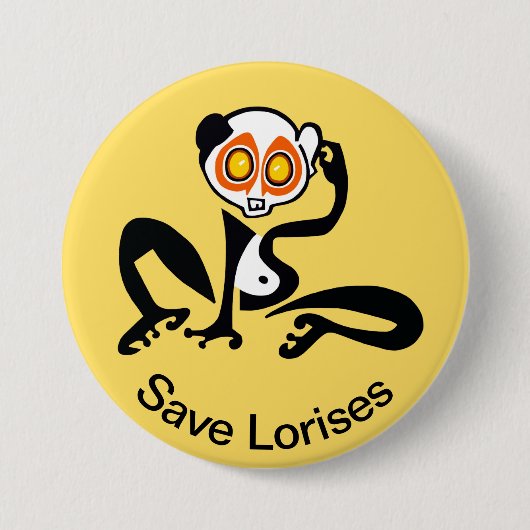 可愛い救LORISES – 絶滅危惧動物グラフィック – 缶バッジ (正面)