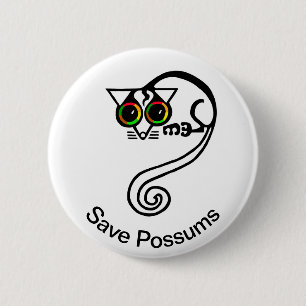 可愛い救POSSUMS – 絶滅危惧動物グラフィック – 缶バッジ