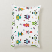 可愛い数々の色ロボット子供ロボットパターン アクセントクッション (裏面(縦))