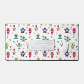 可愛い数々の色ロボット子供ロボットパターン デスクマット (キーボード&マウス)