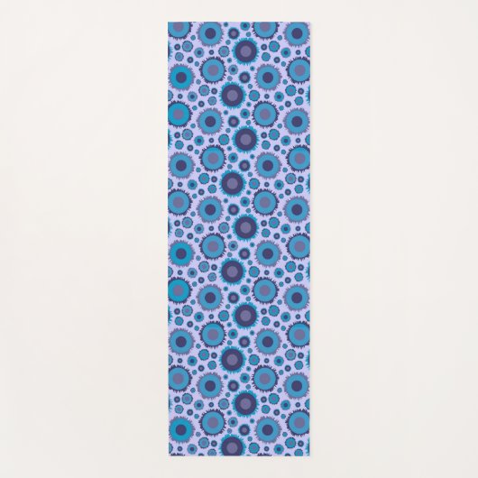 可愛い数々の青い色のサンズパターンタイル ヨガマット (正面)