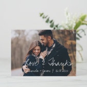 可愛い文字かわいらしオーバーレイ結婚Script Photo サンキューカード (スタンド正面)