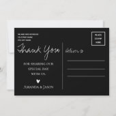 可愛い文字かわいらしオーバーレイ結婚Script Photo サンキューカード (裏面)