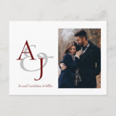 可愛い文字オーバーレイモノグラムツー結婚フォト 案内ポストカード (裏面)