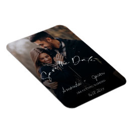 可愛い文字オーバーレイモノグラム2枚結婚写真救s マグネット