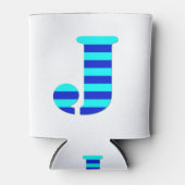 可愛い文字J青 缶クーラー (正面)