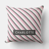 可愛い斜ストライプ線パターン名前をカスタムする クッション (正面)