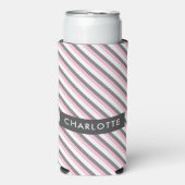 可愛い斜ストライプ線パターン名前をカスタムする スリム缶クーラー (Seltzer正面)