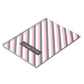 可愛い斜ストライプ線パターン名前をカスタムする ノートブック (左側)