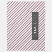 可愛い斜ストライプ線パターン名前をカスタムする フリースブランケット (正面)