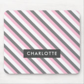 可愛い斜ストライプ線パターン名前をカスタムする マウスパッド (正面)