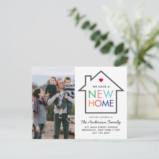 可愛い新しい家の変更アドレスハウス写真の移動 案内ポストカード (スタンド正面)