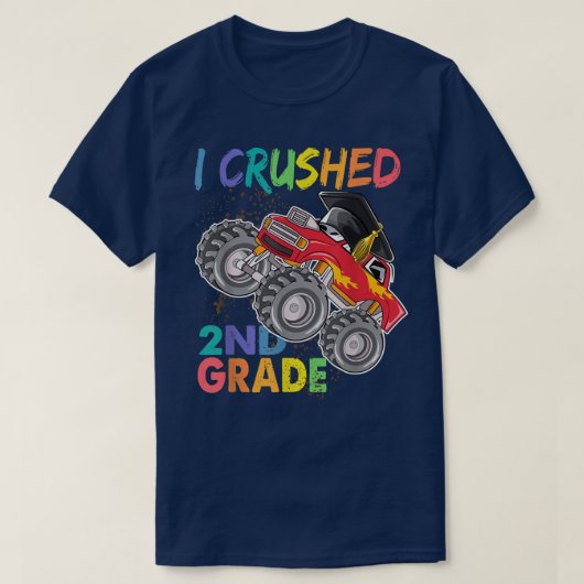 可愛い新学期おもしろいモンスタートラック私が粉砕 Tシャツ (デザイン正面)