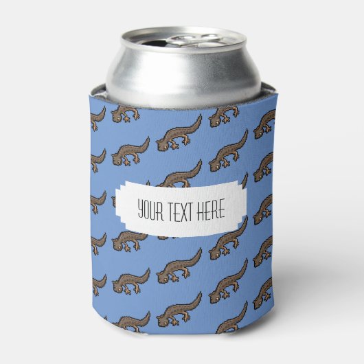 可愛い新着画素美術両生類パターン 缶クーラー (缶正面)