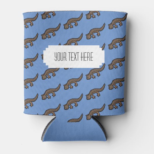 可愛い新着画素美術両生類パターン 缶クーラー (正面)