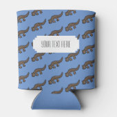 可愛い新着画素美術両生類パターン 缶クーラー (裏面)