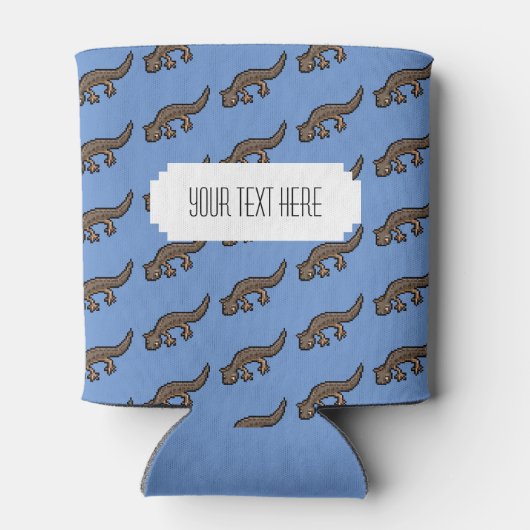 可愛い新着画素美術両生類パターン 缶クーラー (裏面)