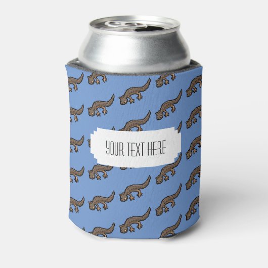可愛い新着画素美術両生類パターン 缶クーラー (缶裏面)
