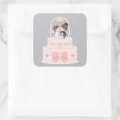 可愛い新郎新婦トッパー結婚の装飾シール スクエアシール (バッグ)