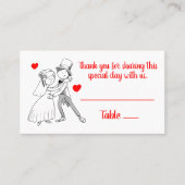 可愛い新郎新婦マンガ赤結婚白婚約した プレイスカード (正面)